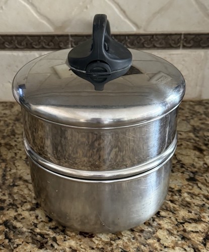 Vintage Revere Ware 2 Qt Sauce Pot & Steamer W/ Venting Lid Disc Bottom USA - Picture 5 of 22