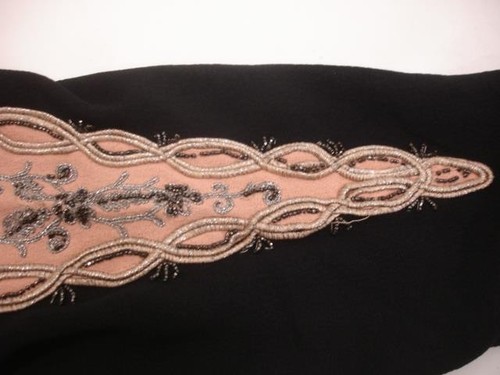 Womens L Vtg 1920's 1930's Kornhauser Original Dress Black Victorian Long Beaded - Picture 14 of 20