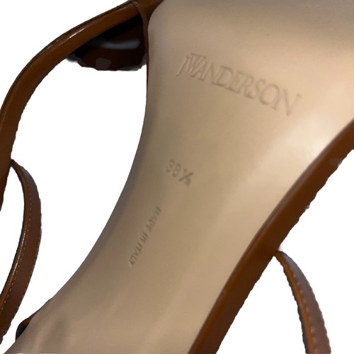 JW ANDERSON Tassel Heel Sandals Brown Black Leather Ankle Strap 38.5 EU 8.5 US - Picture 13 of 14