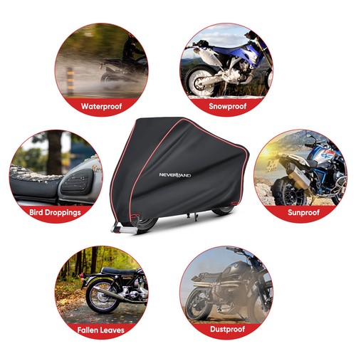 NEVERLAND 210D 220cm Heavy Duty Waterproof Motorcycle Cover for Outside Storage - Picture 10 of 12
