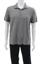 CK Calvin Klein Mens Cotton Collared Short Sleeve Polo Shirt Gray Size M