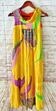 Vtg 60s 70s Psychedelic Hippie Flower Power Rainbow Palazzo Wide Leg Jumpsuit 8