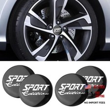 4PCS American Flag Wheel Hub Center Caps Stickers, 56mm 2.23in SPORT Black