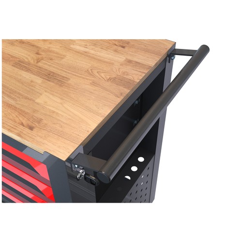 NEW 4 DRAWERS MULTIFUNCTIONAL TOOL CART WITH WHEELS AND WOODEN TOP - Imagen 8 de 13