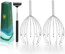 YEZY Head Massager 20 Fingers Scratcher Scalp Massager, Back Silvery 