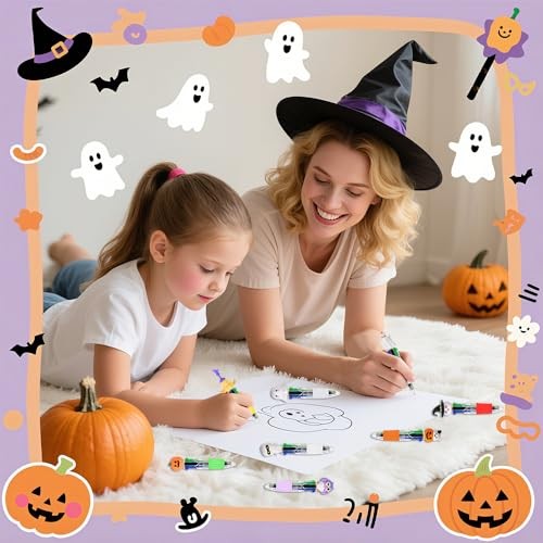 24Pcs Halloween pens, Cute Mini Halloween Pumpkin Ghost Bat Ballpoint Pens  - Bild 5 von 8