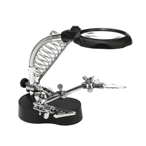 40mm Focal length Third Hand Soldering Iron Stand Magnifier Helping Station Tool - Foto 4 di 15