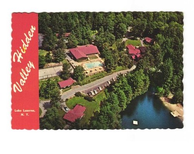 Hidden Valley America's finest ranch resort Lake Luzerne NY VTG postcard UNP