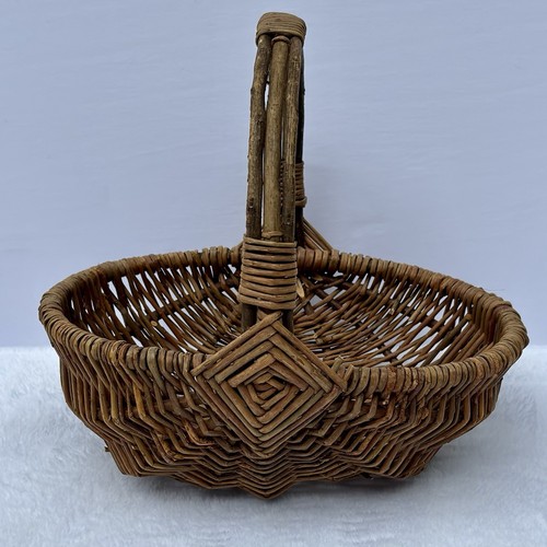 Vtg Basket Bent Wood Gods Eye Hand Woven Primitive Egg Gathering French - Picture 5 of 12