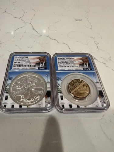 2020 NGC Early Release MS69 Trump White House Silver Eagle & Bonus Coin🇺🇸