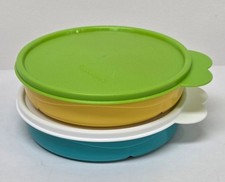2 Tupperware Munchkids Divided Microwavable Bowls Dishes Handle Kids Baby
