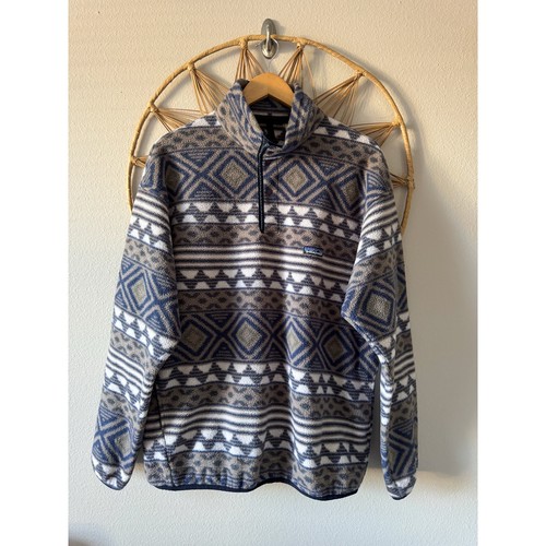 RARE Vintage 90s Patagonia Synchilla Fleece Saltillo Driftwood Aztec Snap-T Sz L