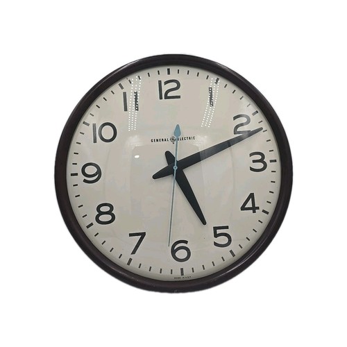 Vintage General Electric 17,5" 2915C Bakelit Wanduhr USA Schule funktioniert - Bild 1 von 21