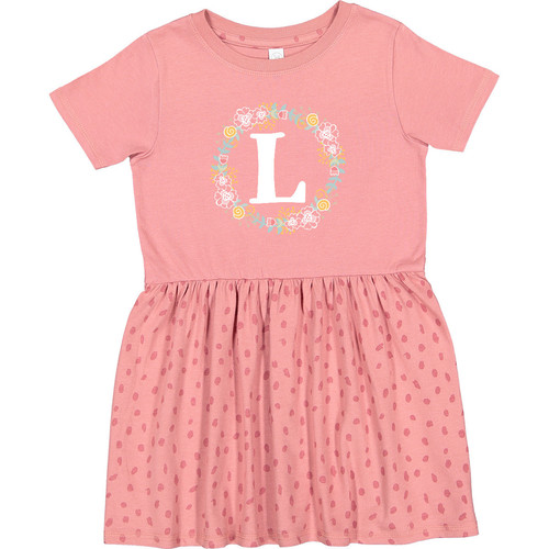 Inktastic Monogram Letter L Rose Floral Wreath Gift Toddler Dress Flowers Pretty - Picture 1 of 2