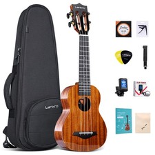 Concert 23 in Solid Mahogany Ukulele Starter Kit for Beginners with Tuner Capo