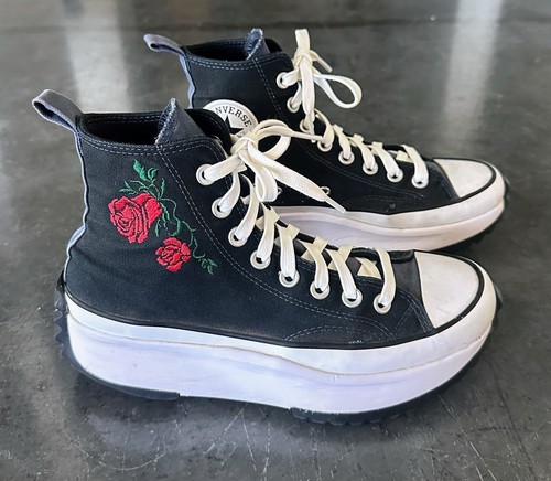 Converse Run Star Hike Rose Kreuzstich schwarz High Tops Schuhe Damen 8