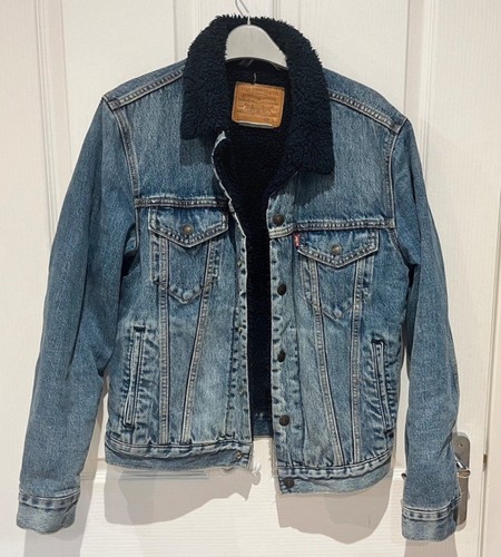 Levi’s Denim Sherpa Jacket - Navy Lining - Unisex Small - Picture 1 of 7