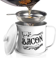 1.3L Bacon Grease Saver Container with Fine Mesh StrainerStainless Steel Oil Ke