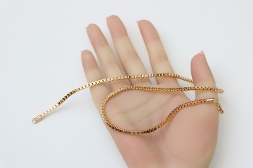 Box Link Chain Rose Gold Necklace, Bold and Polished Finish, XPNL0187 - Picture 8 of 12