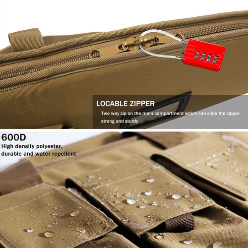 Rifle Case Tactical Rifle Bag with Multiple Magazine Holder Pouch,Lockable Zi... - Picture 4 of 6