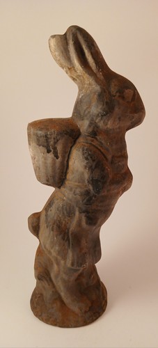 Clay Pottery Rabbit Figurine Basket On Back Plant Holder Easter Rustic Finish  - Picture 1 of 14