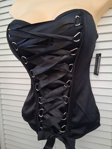 Black Corset Laceup Front Sz L - Picture 1 of 9