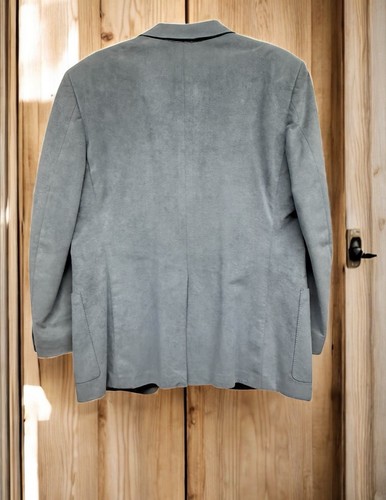 Vintage Riviera Blue Suede Men's Sport Coat Blazer Single Breasted Lined Sz 38R - Picture 2 of 9