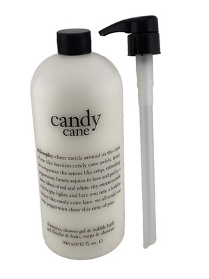 Philosophy Candy Cane Shampoo Shower Gel Bubble Bath 32 Oz Sealed+Pump Original