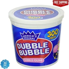 Dubble Bubble Original Bubble Gum 300ct Individually Wrapped Bucket Double