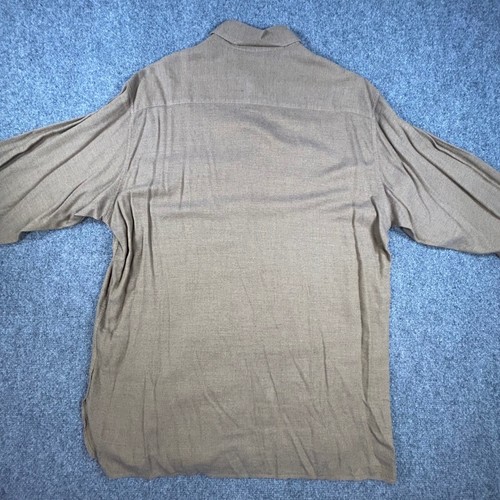 Ermenegildo Zegna Button Down Shirt Mens M Brown Pique Waffle Honeycomb Italy - Picture 2 of 9