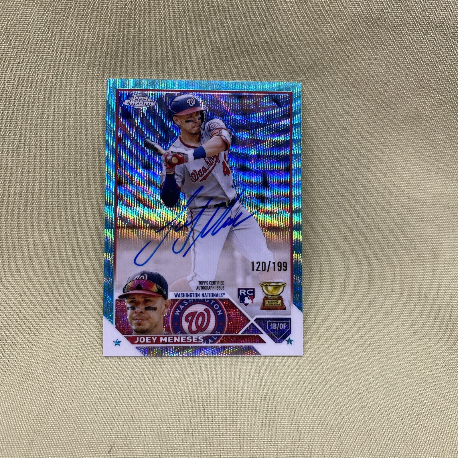 2023 Topps Chrome - Rookie Autographs Joey Meneses #RA-JM Aqua Wave /199 🔥