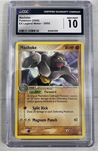 CGC 10 Gem Mint Machoke 39/92 Pokémon TCG EX Legend Maker 39/92 - Picture 1 of 2