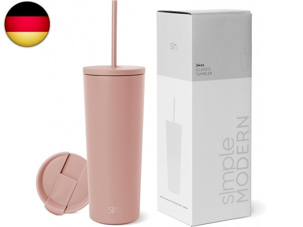 Isolierter Becher Mit Strohhalm Und Deckel | Eiskaffeebecher Wiederverwendbare-image