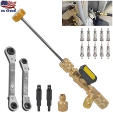 Valve Core Remover Installer Tool & HVAC Service Wrench with Hex Bit Adapter Kit