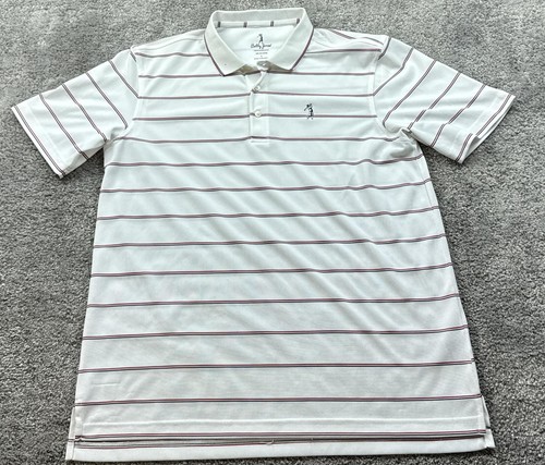 Bobby Jones Poloshirt Herren Large weiß rot Streifen Performance Golf Oberteil Freizeit - Bild 1 von 16