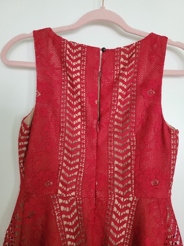 By Anthropologie Sleeveless Lace Swing Mini Dress Sz 4 Crochet Boho NWT $220 - Picture 7 of 9