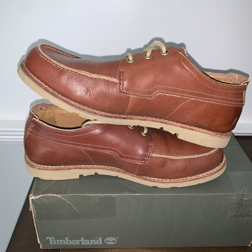 RARE Timberland Earthkeepers Rugged Leather Oxford Dress Boat Shoes Lt Brown EUC - Picture 4 of 13