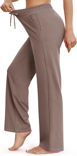 G4Free Wide Leg Yoga Pants for Women Loose Casual Sweatpants Small, Taupe - Picture 2 of 6
