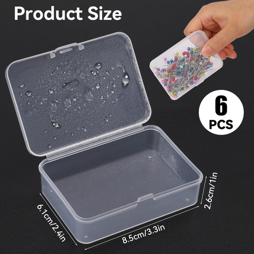 6 PCS Mini Clear Plastic Storage Containers Box Case with Lids Clear Rectangl... - Picture 3 of 7