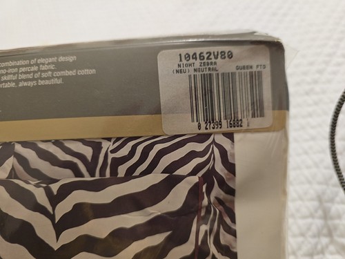 Juego de fundas de almohada vintage Martex Night Zebra Queen ajustadas, planas, nos - Imagen 5 de 13