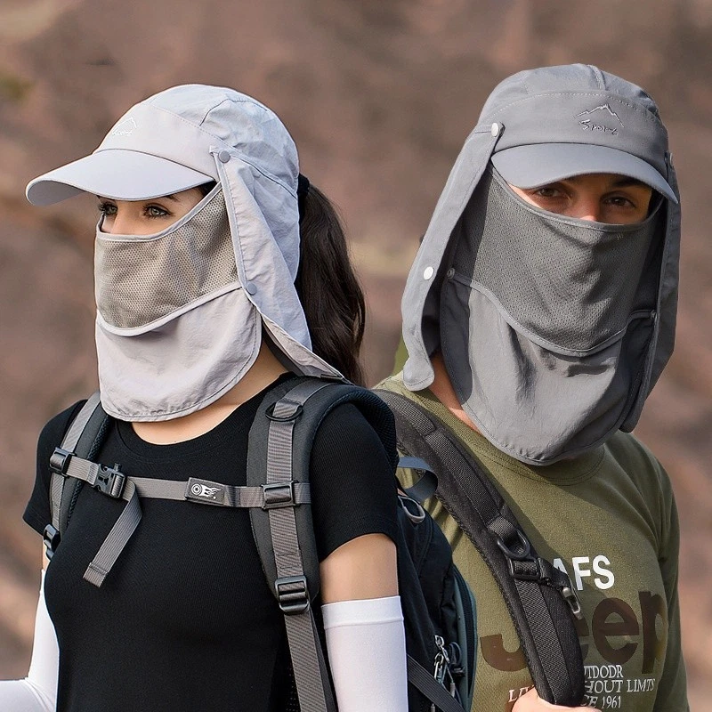 Quick Dry Sun Hat with Detachable Face Mask for Fishing Hiking Gardening