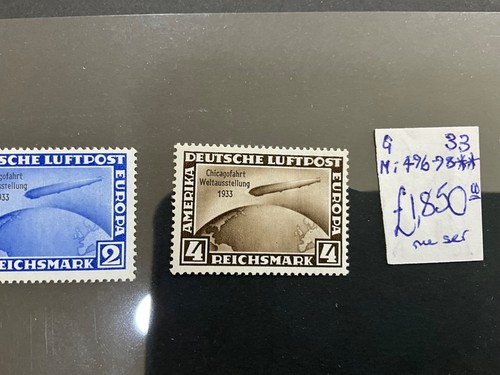 GERMAN REICH 1933 Zeppelin Chicago Mint * C43-C45 (Mi.496-498) MNH v21 - Picture 2 of 8