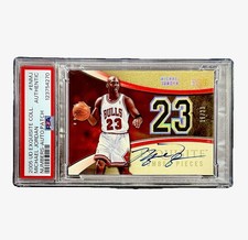 Michael Jordan 2005-06 UD Exquisite Collection Numbers Patch Autograph /23 PSA
