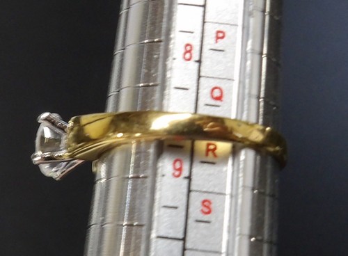 Vintage EDCO Ring vergoldet mit Brillantschliff Solitärstein Gr. 8,5 - Bild 5 von 5