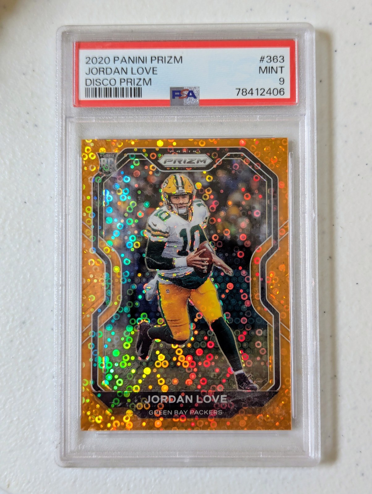 2020 Panini Prizm - Rookie Jordan Love #363 Orange Disco Prizm (RC) PSA 9