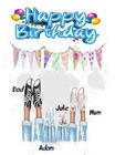 BIRTHDAY FAMILY TRAINERS PERSONALISED GLITTER DIAMOND CARD 