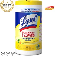 Lysol Disinfecting Wipes Bundle, 80 Count - Home Cleaning Supplies Lemon Lime