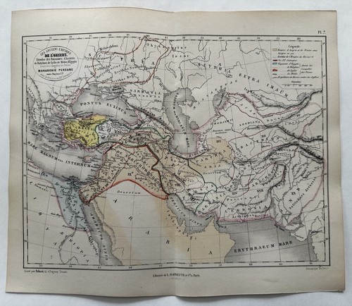 Ancient Persian Empire Monarch Orient Assyria Babylon 1865 Erhard hand color map - Picture 3 of 5
