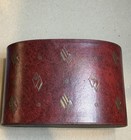 Vintage Desk Mail Caddy Note Holder Burgundy Gold Mid Century Modern 5” x 7.75”