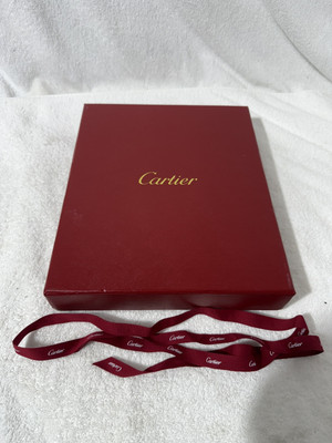 Large Authentic Cartier Jewelry Gift Storage Necklace Box With Ribbons #U1 